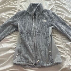 Grey North face Zip up Jacket~Super soft fuzzy material~Size medium